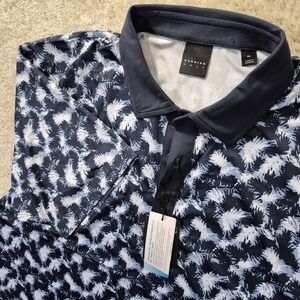Dunning Polo Shirt Mens XL Blue Geometric Performance Golf Preppy Academia New
